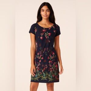 Esprit Navy and Pink Sheath Mini Dress Short Sleeve Crew Neck